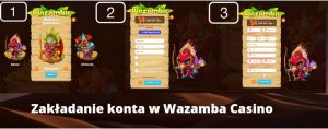 creating an account at Wazamba Casino