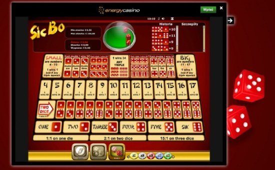 Sicbo at energycasino